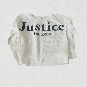 Justice White and Black Logo Sweatshirt